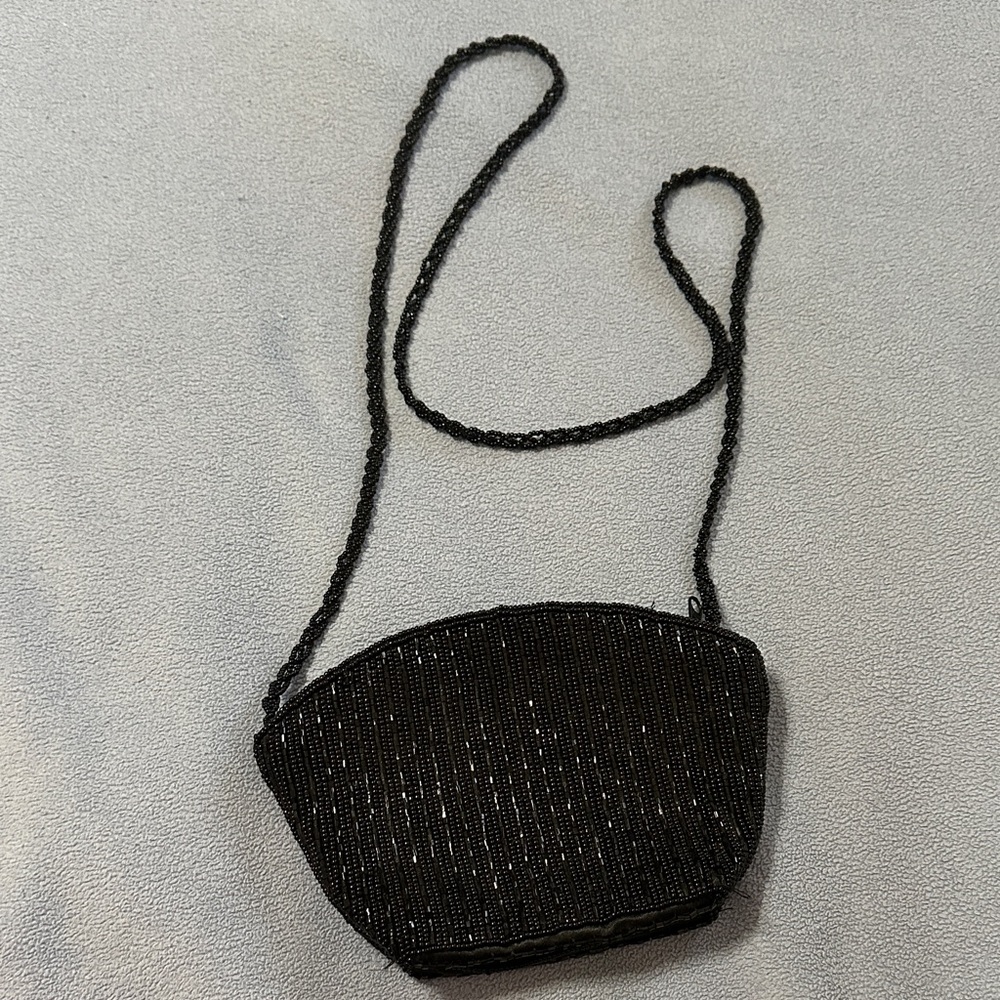 La Regale Black Beaded Wristlet Crossbody